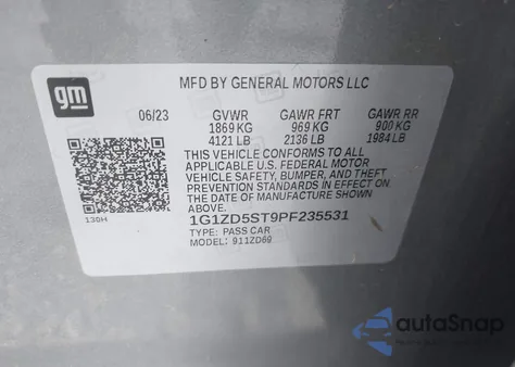 2023 Chevrolet Malibu Lt from USA, damaged, VIN 1G1ZD5ST9PF235531